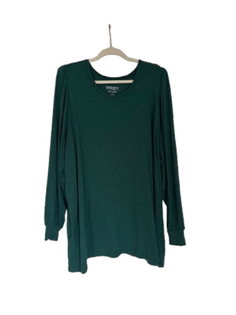 TORRID Dark Kelly Green Long Puff Sleeve Crewneck Top 4X Plus size